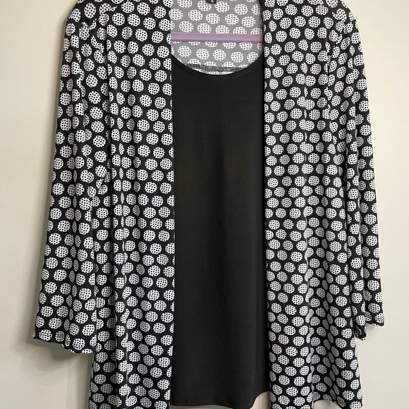 Cocomo Black and White Polka Dot Cardigan with Attached Black Tank - Picture 1 of 3